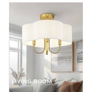 Gold Semi Flush Mount Ceiling Light, 18" 4-Light Light Fixtures Ceiling Mount wi